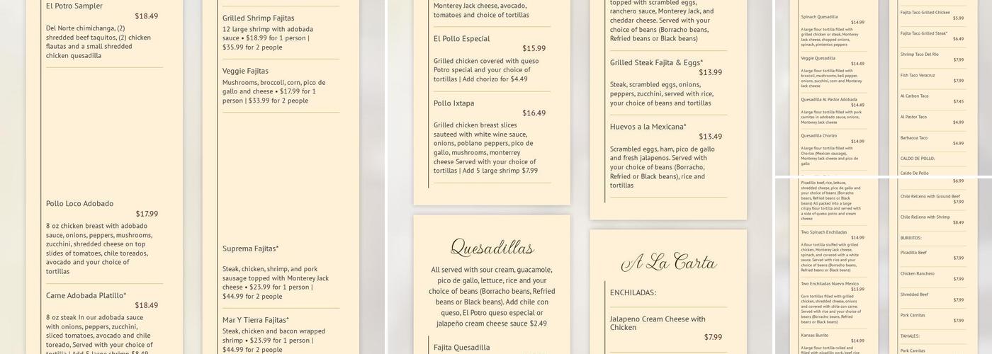 El Potro Mexican Cafe Menu