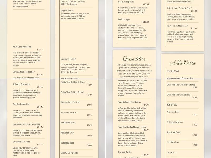 El Potro Mexican Cafe Menu