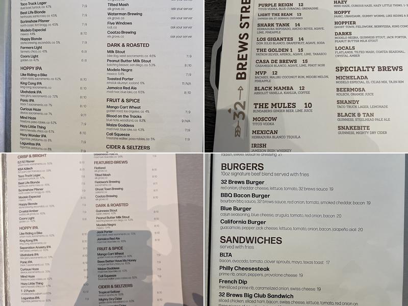 32 Brew Street Menu