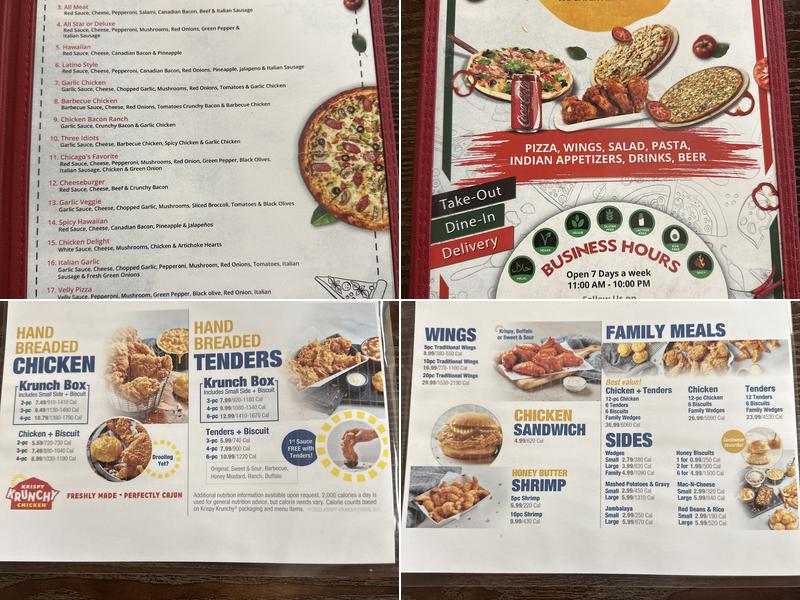 Velly Pizza Menu