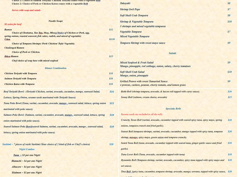 Ikkyu Japanese Restaurant Menu