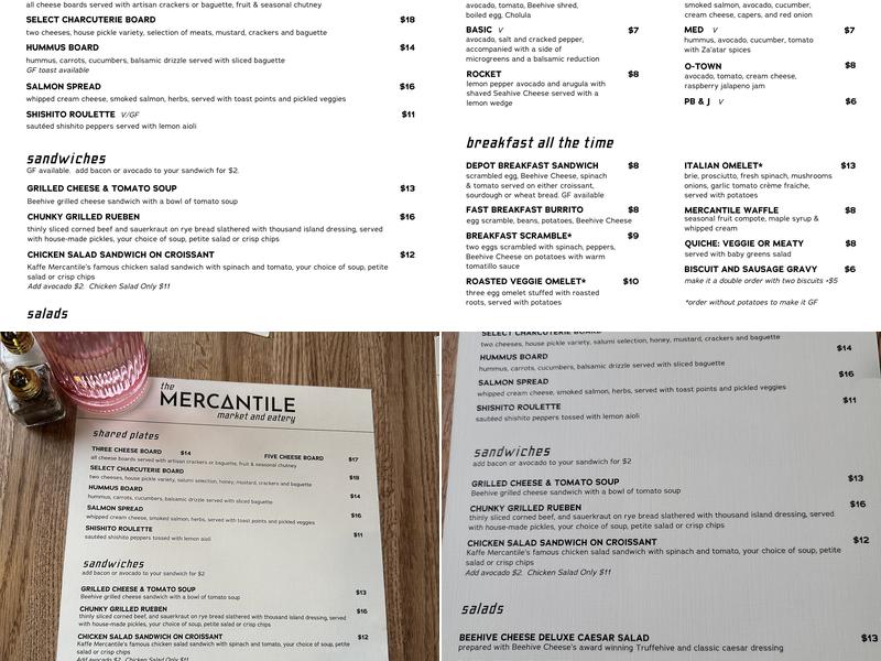 The Mercantile on 25th Menu