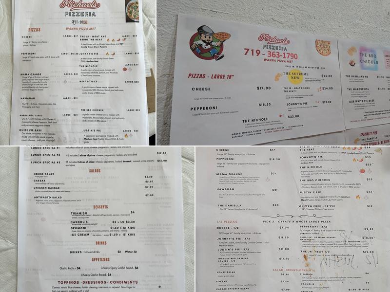 Michael's Pizzeria Menu