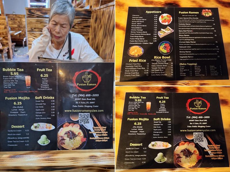 Fusion Ramen Menu