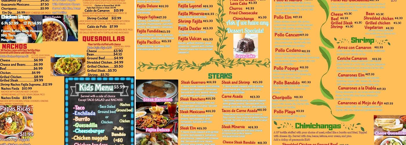 Elm Family Restaurant - D Menu