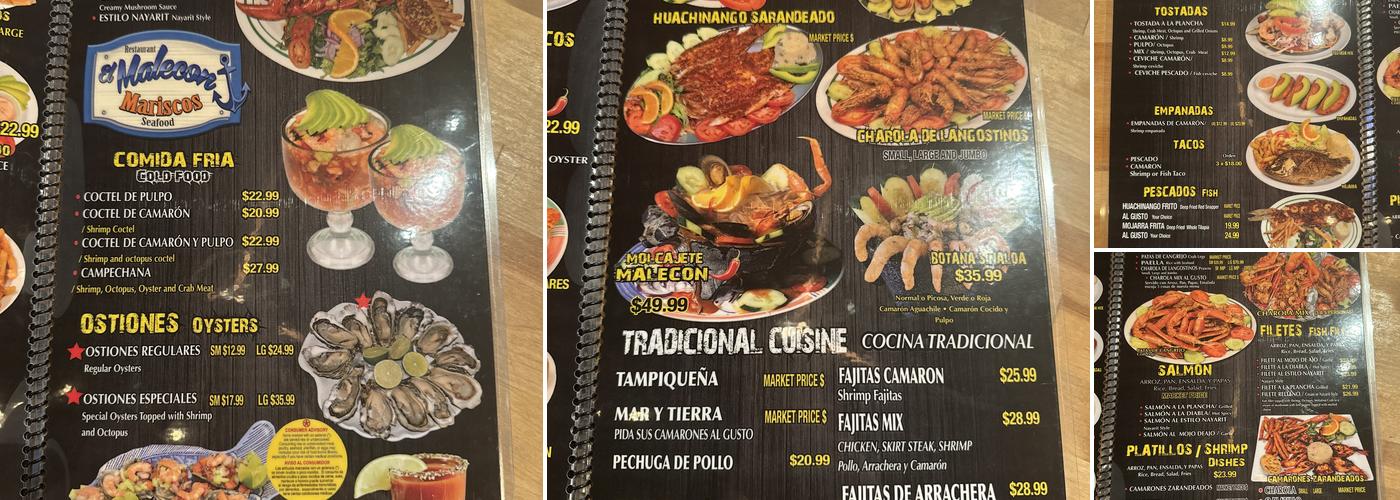 Mariscos El Malecón Menu
