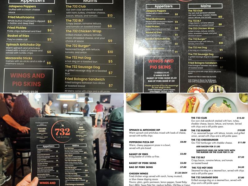 732 Bar & Grill Menu