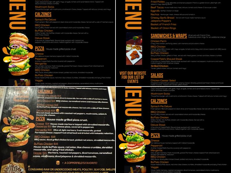 Copperfield's Burger and Beer House - Smithfield Menu