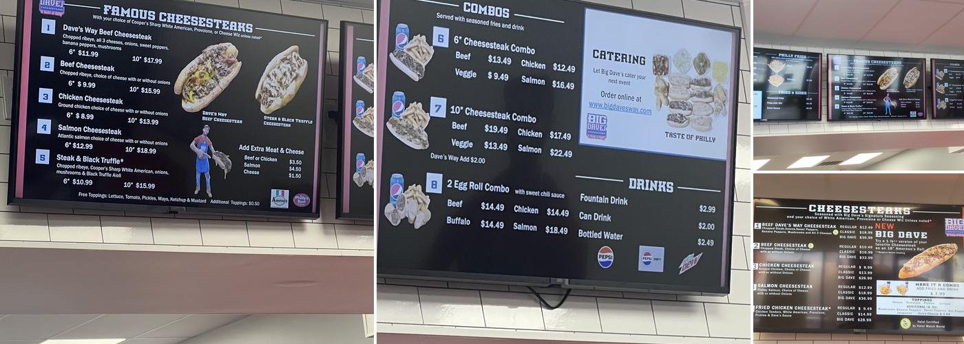 Big Dave's Cheesesteaks Menu