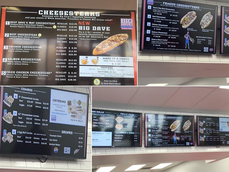 Big Dave's Cheesesteaks Menu