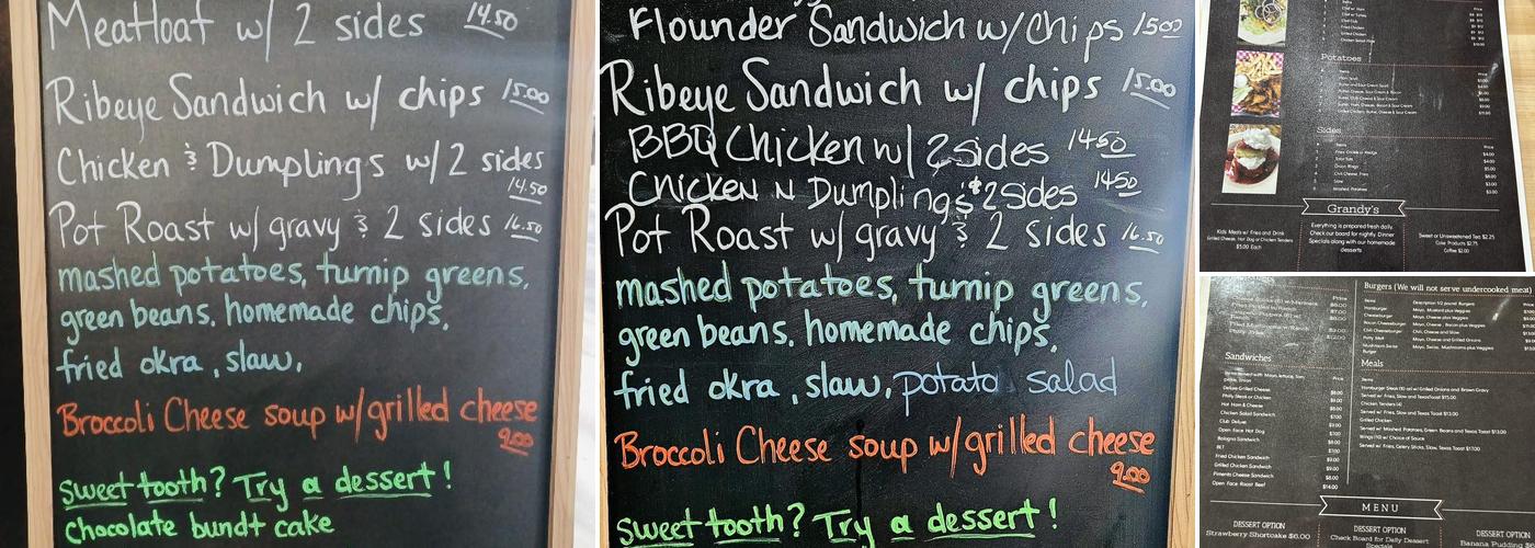 Grandy's Bar and Grill Menu