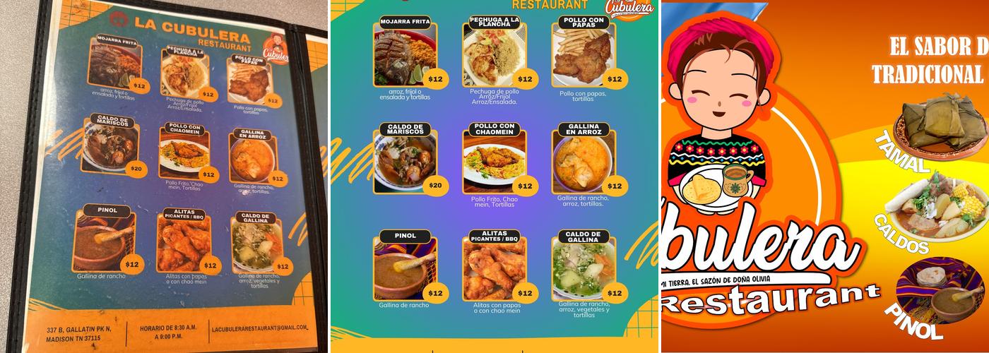 La Cubulera Restaurant Menu