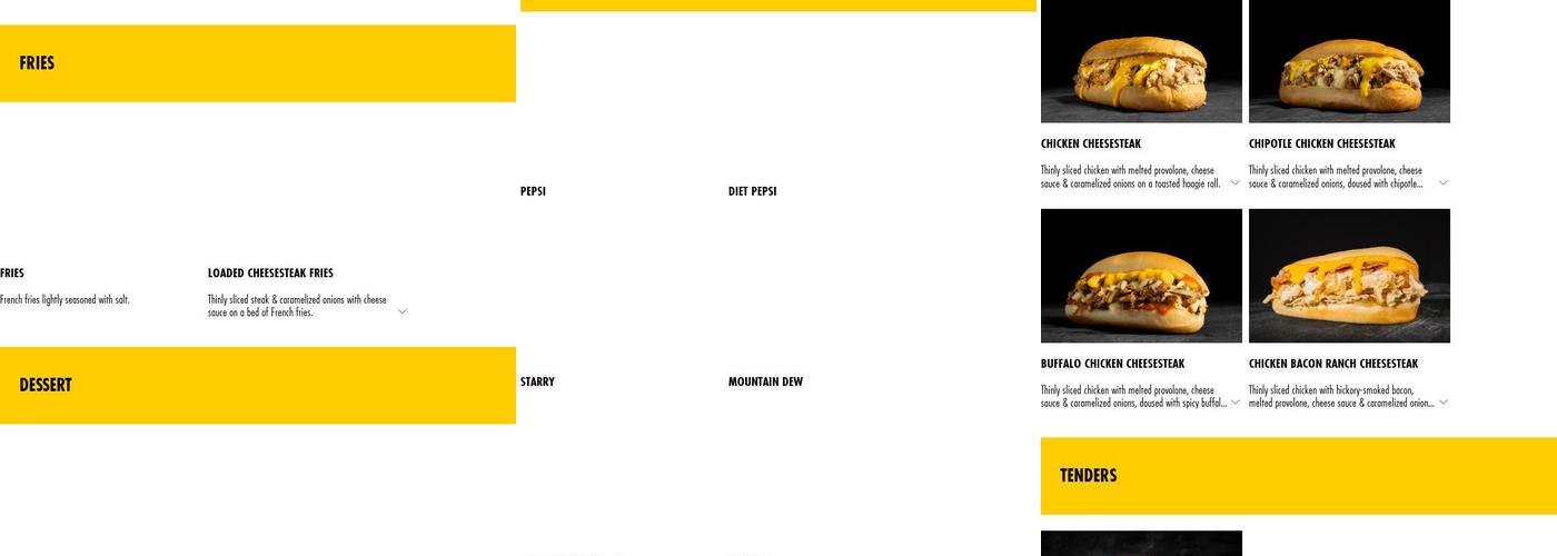 Pardon My Cheesesteak Menu