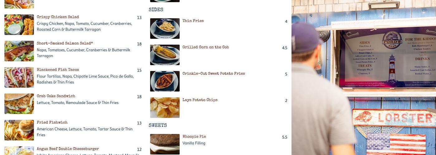 Ford's on the Road Chantilly Trailer Menu