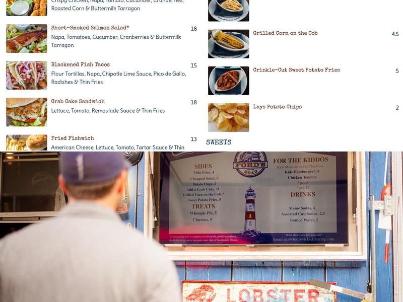 Ford's on the Road Chantilly Trailer Menu