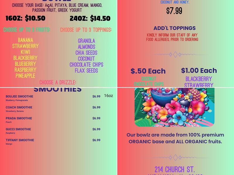 Boujee Bowlz Menu