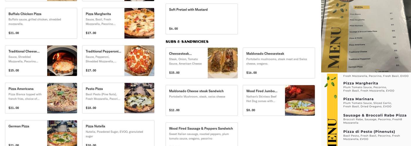 Andrew Rogers' Pizzeria Menu