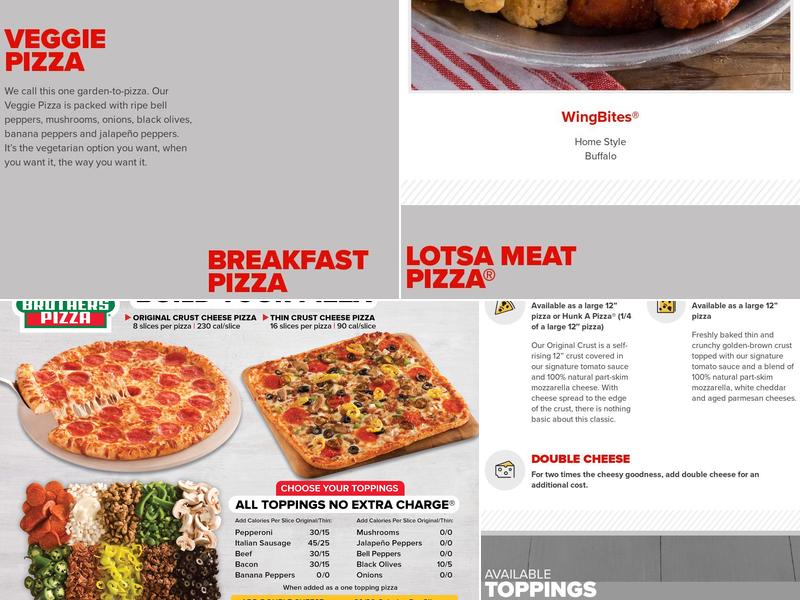 Hunt Brothers Pizza Menu