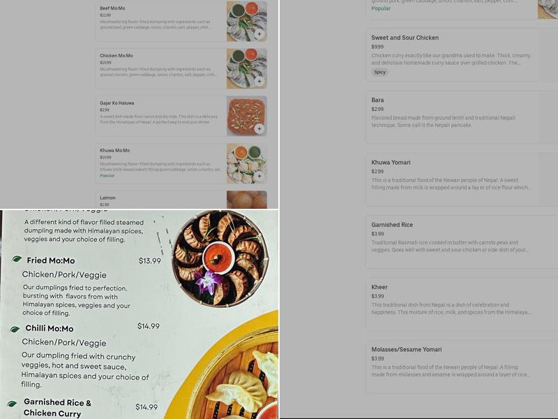 Happy Himalayan Mo:Mo Menu