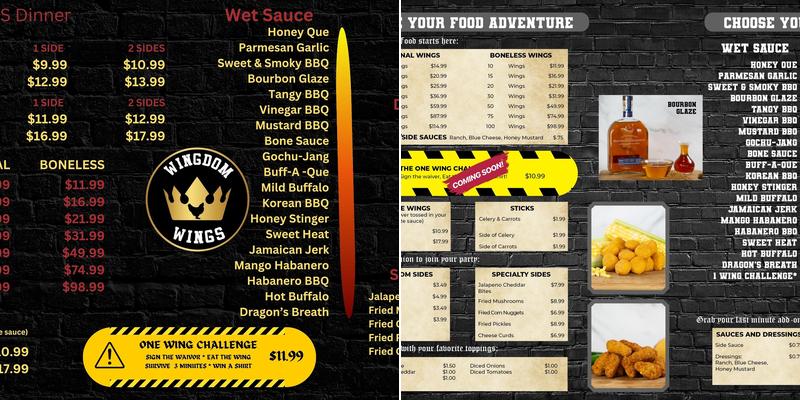 Wingdom Wings Menu