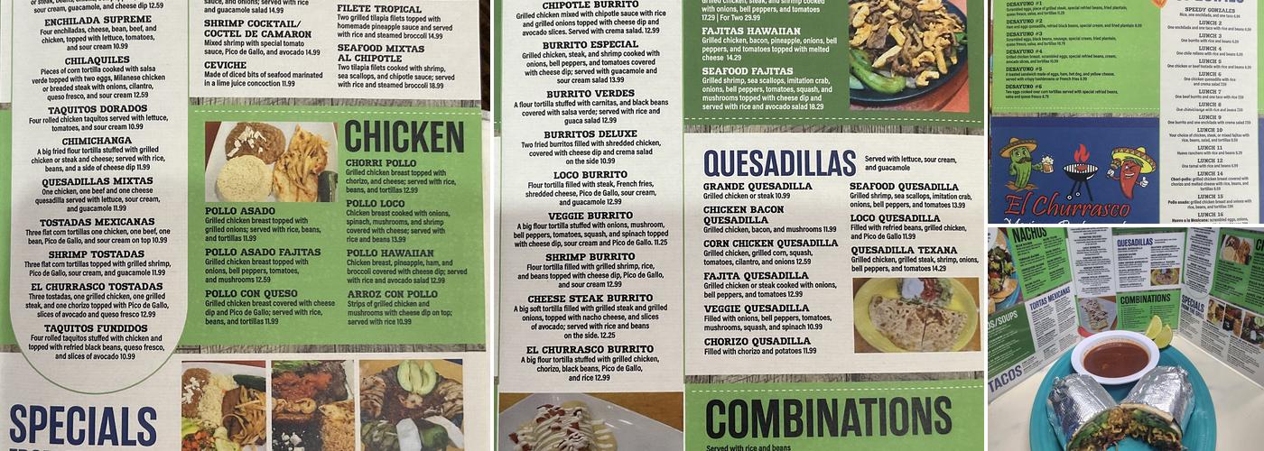 ElChurrasco Menu