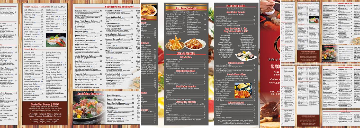 Kobe Sushi and Hibachi Menu