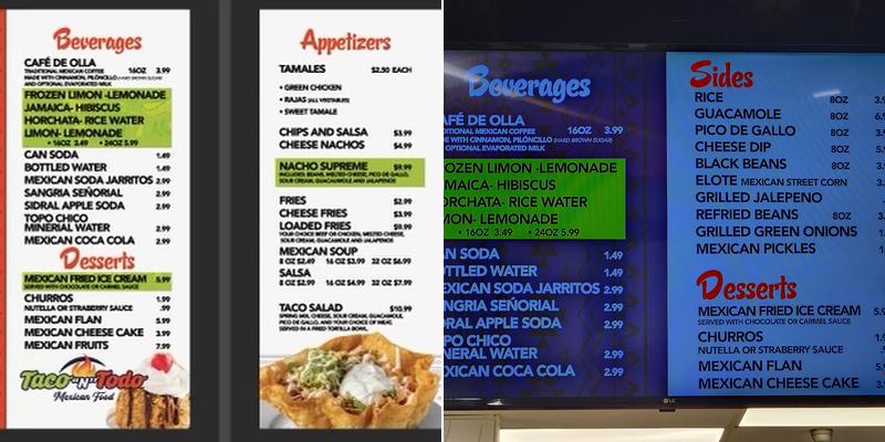Taco N Todo Menu