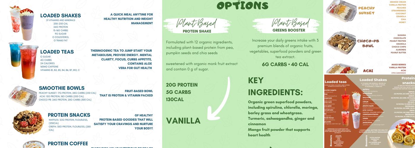 Amena Protein Bar Menu