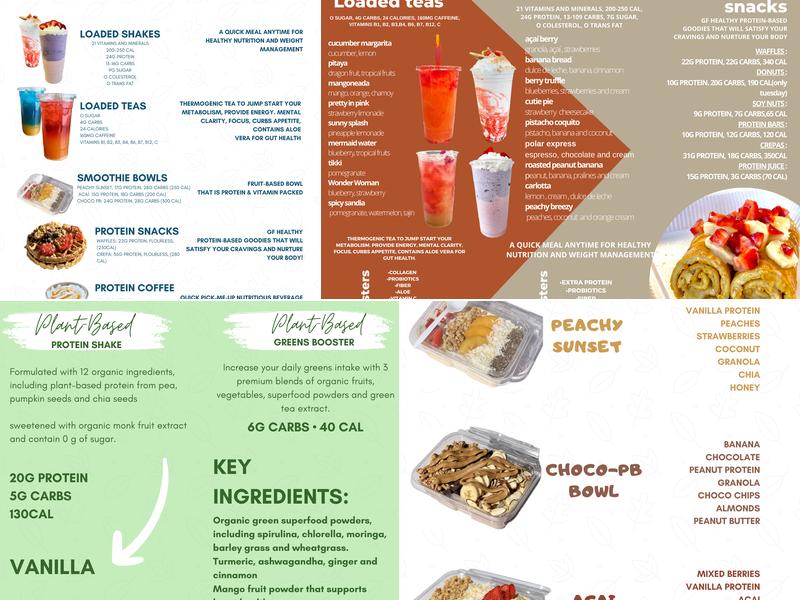 Amena Protein Bar Menu