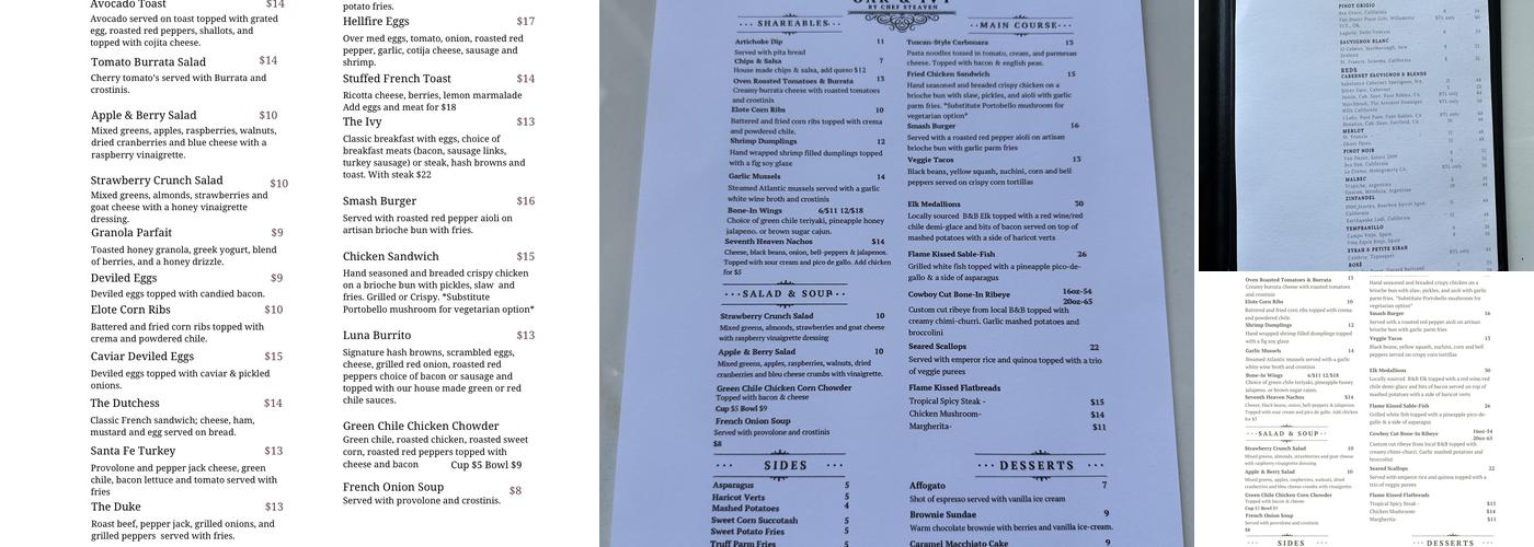 Oak & IVY Menu