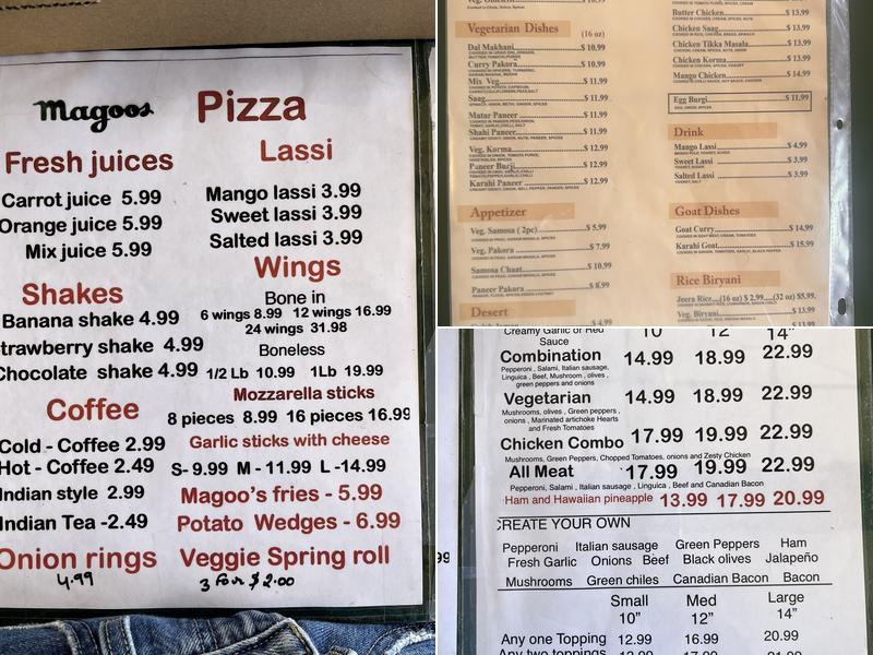 Magoos Pizza Menu