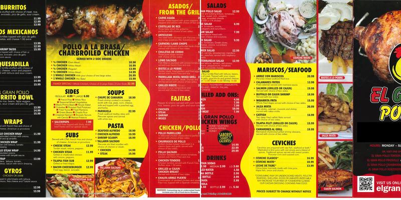 El Gran Pollo Timonium Menu