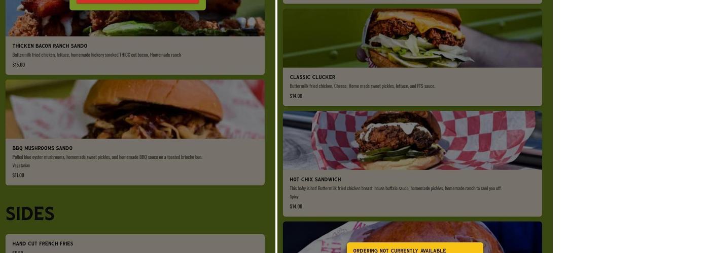 Farm to Sandwich Menu