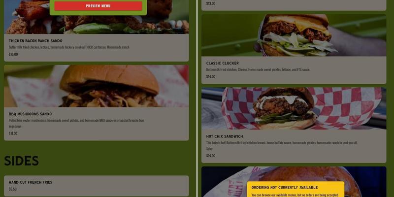 Farm to Sandwich Menu