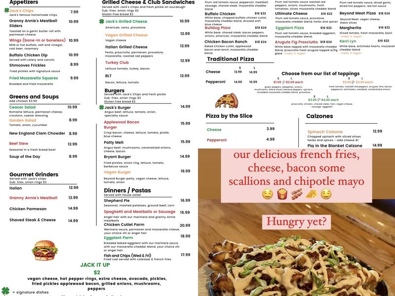 Jack's Irish & Italian Pizza Pub Menu