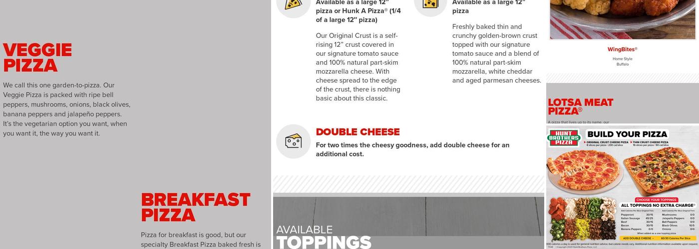 Hunt Brothers Pizza Menu