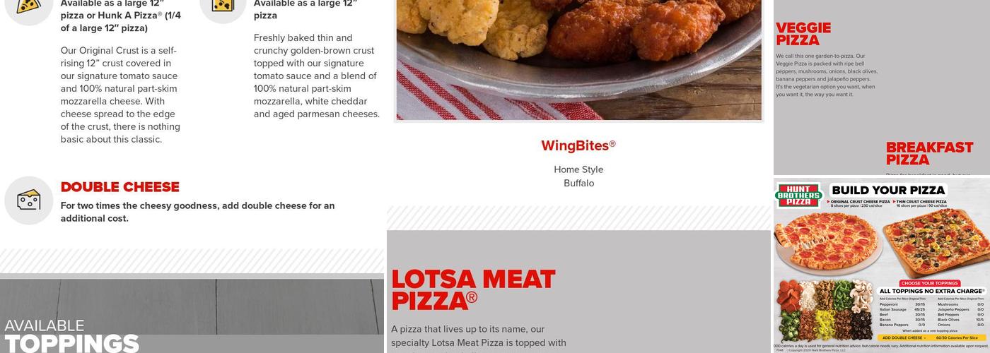 Hunt Brothers Pizza Menu