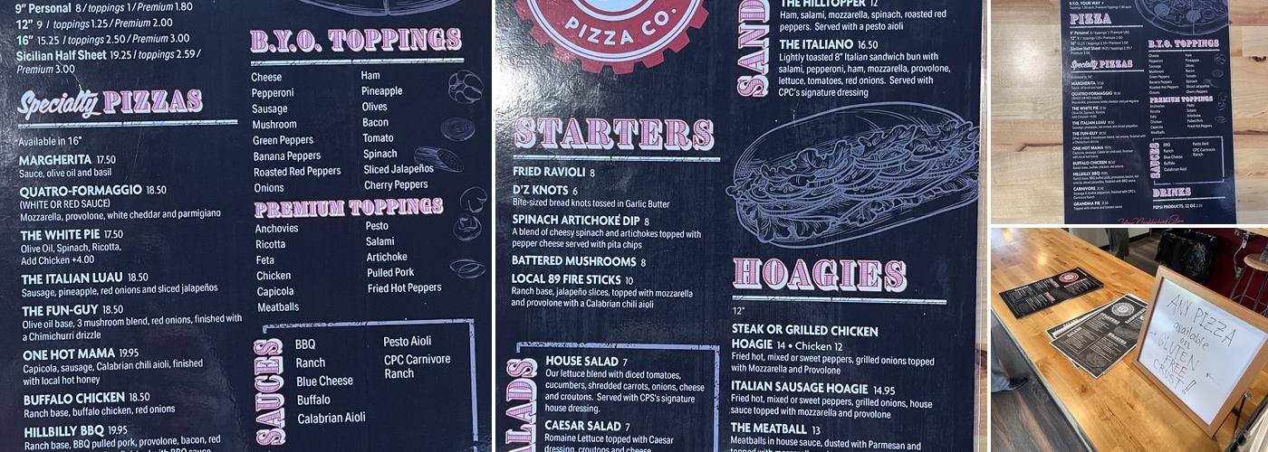 Clarksburg Pizza Company Menu