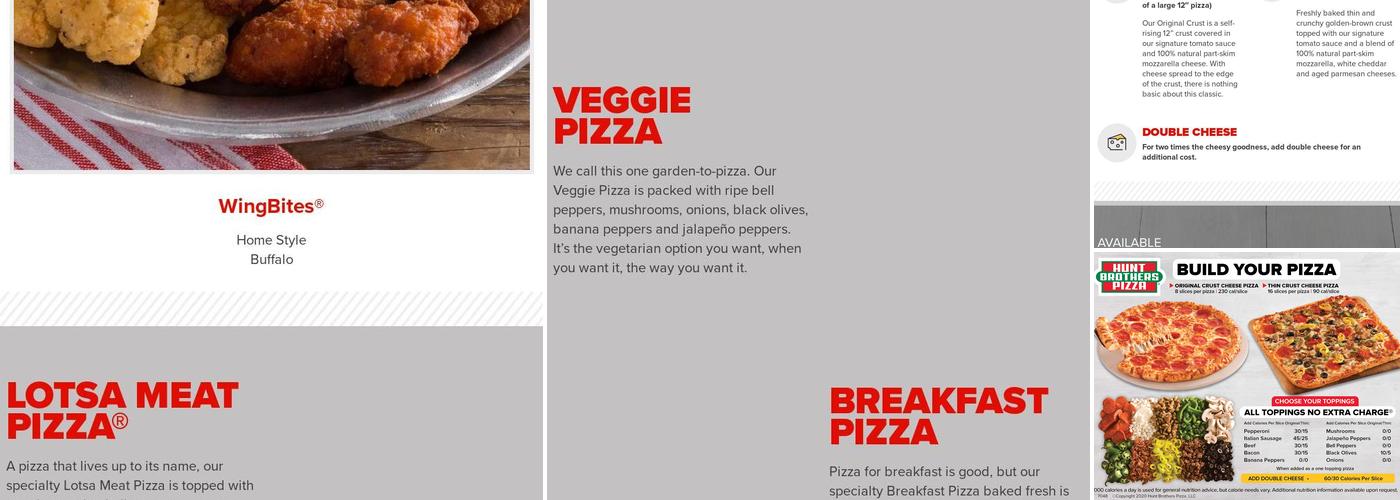 Hunt Brothers Pizza Menu