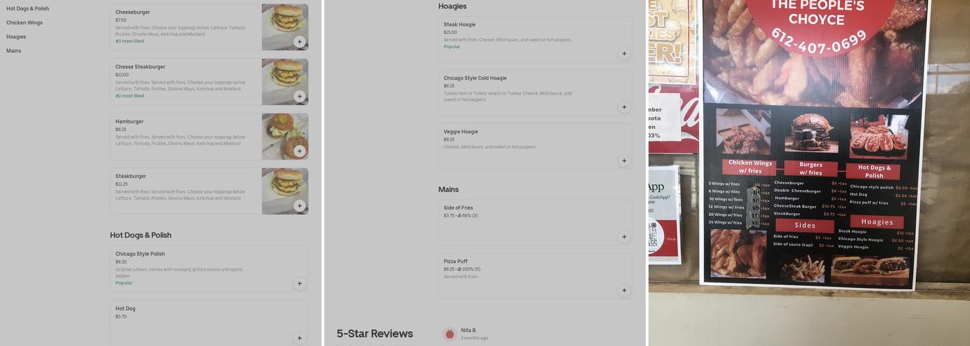 People's Choyce Menu