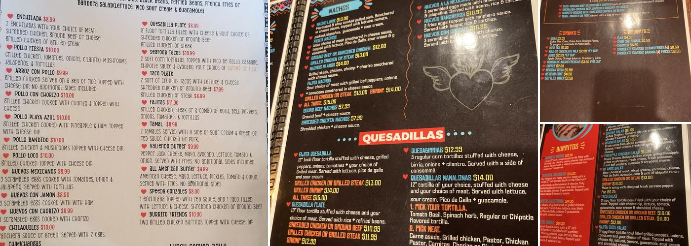 Amorcito Corazon Cantina Grill Menu