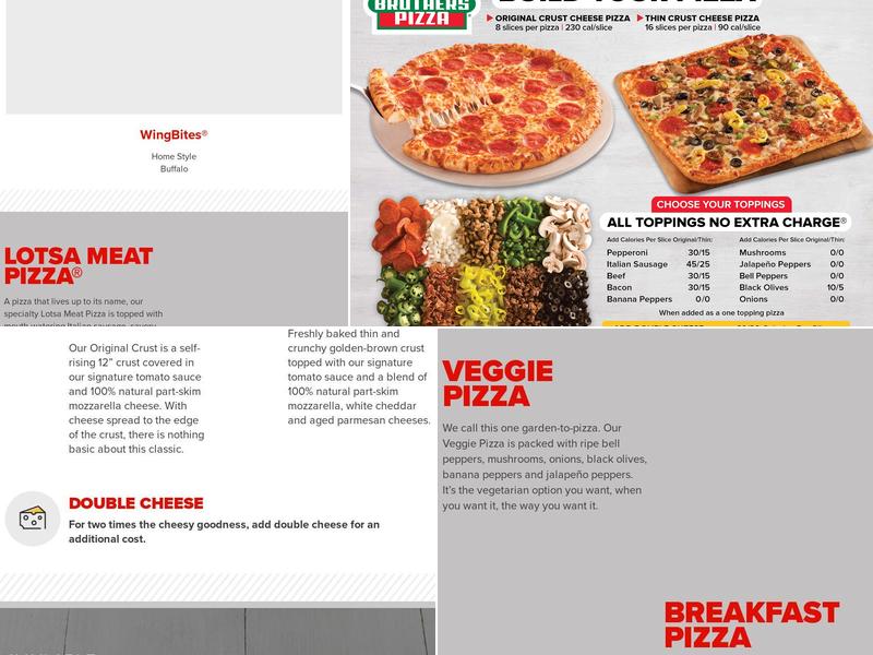 Hunt Brothers Pizza Menu