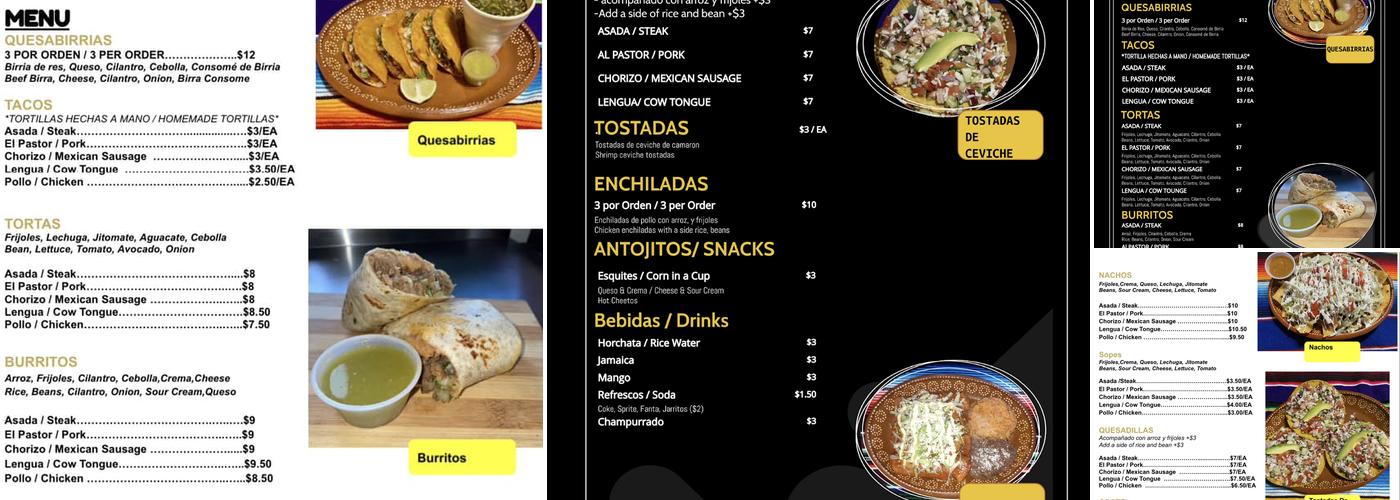 El Tarasco Menu