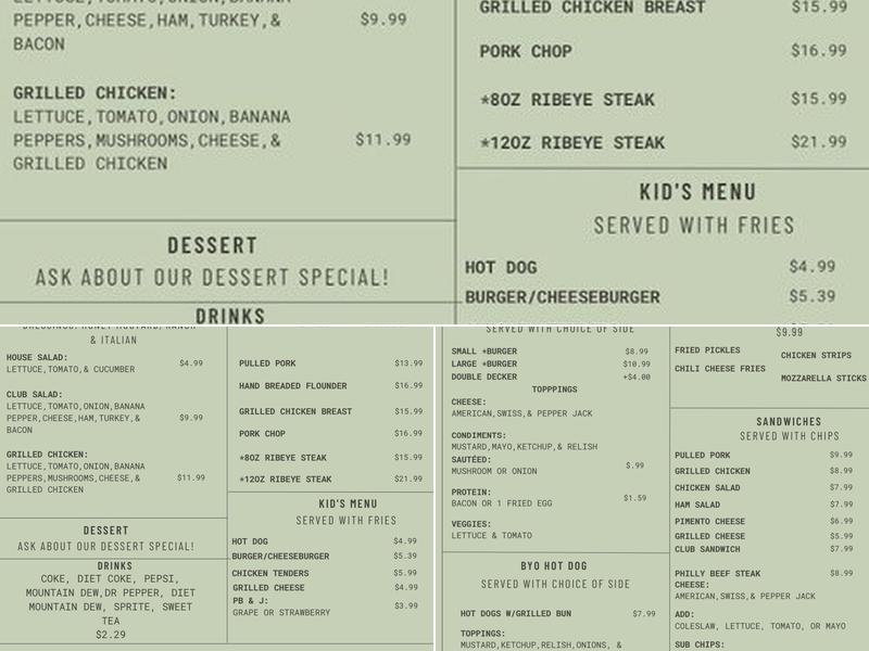 Iron & Oar Grill Menu