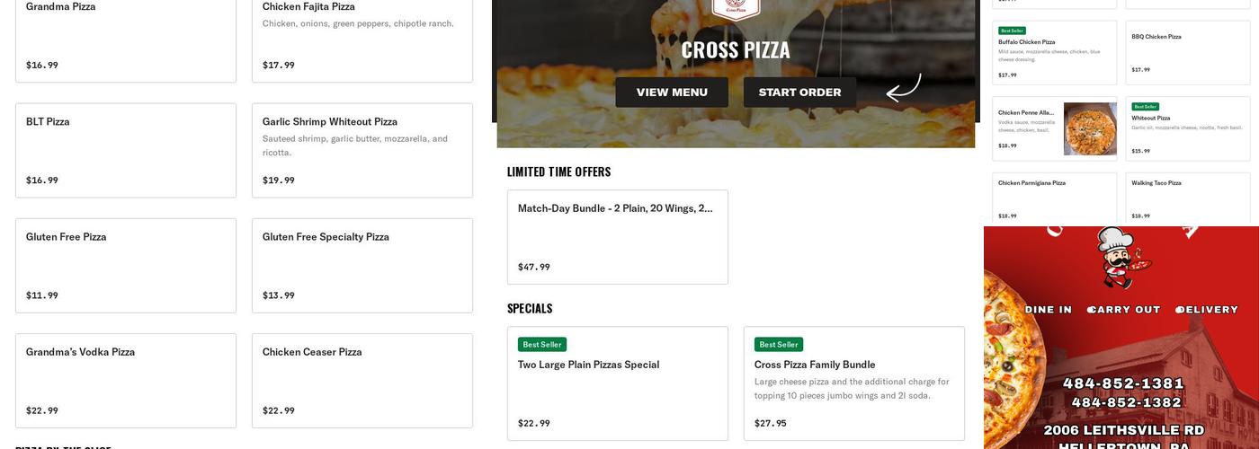 Cross Pizza Menu