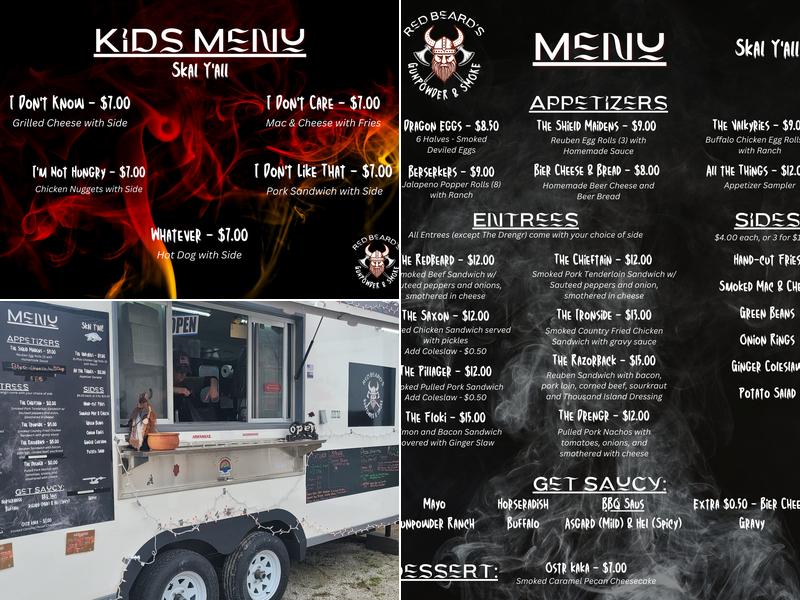 Redbeard's Gunpowder & Smoke Menu