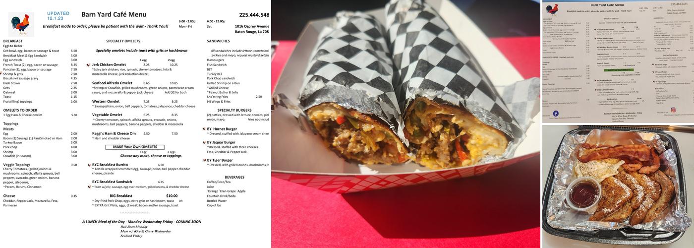 BarnYard Cafe Menu