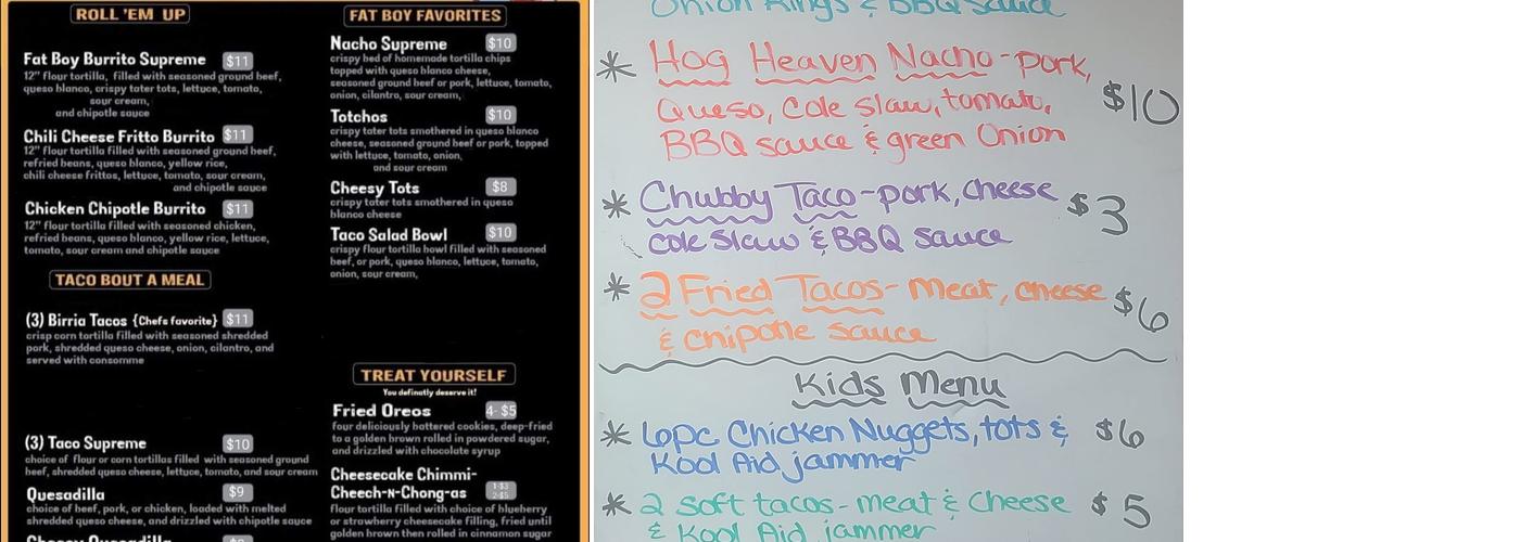 Rollin' Fatties Food Truck Menu