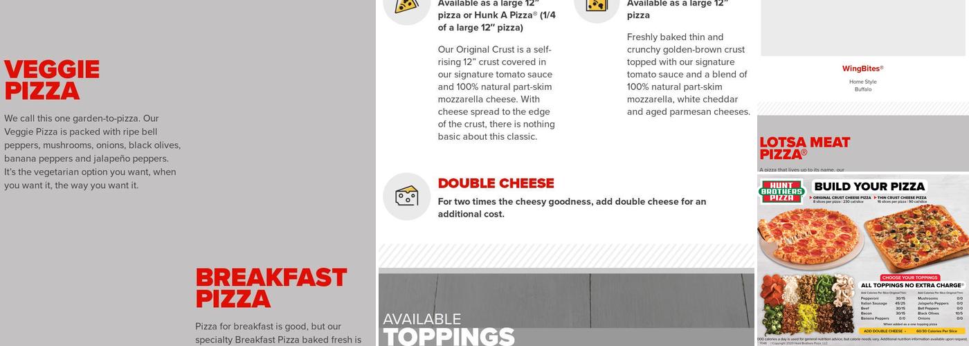 Hunt Brothers Pizza Menu