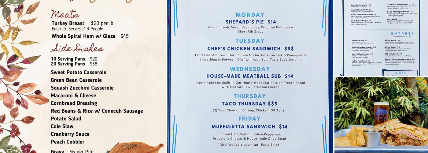 Penton’s Bistro Menu